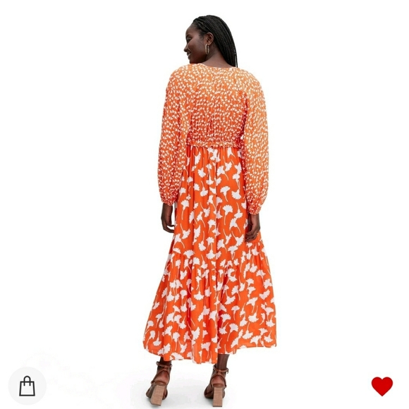 DVF for Target Women's V-Neck Ginkgo Cherry Tomato Maxi Dress - Picture 2 of 8